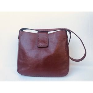 Fossil Red/Brown Leather Shoulder Bag